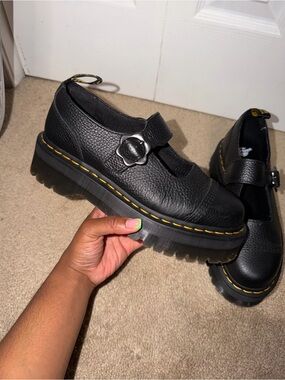 Dr. Marten Black Mary Jane Platform Shoes